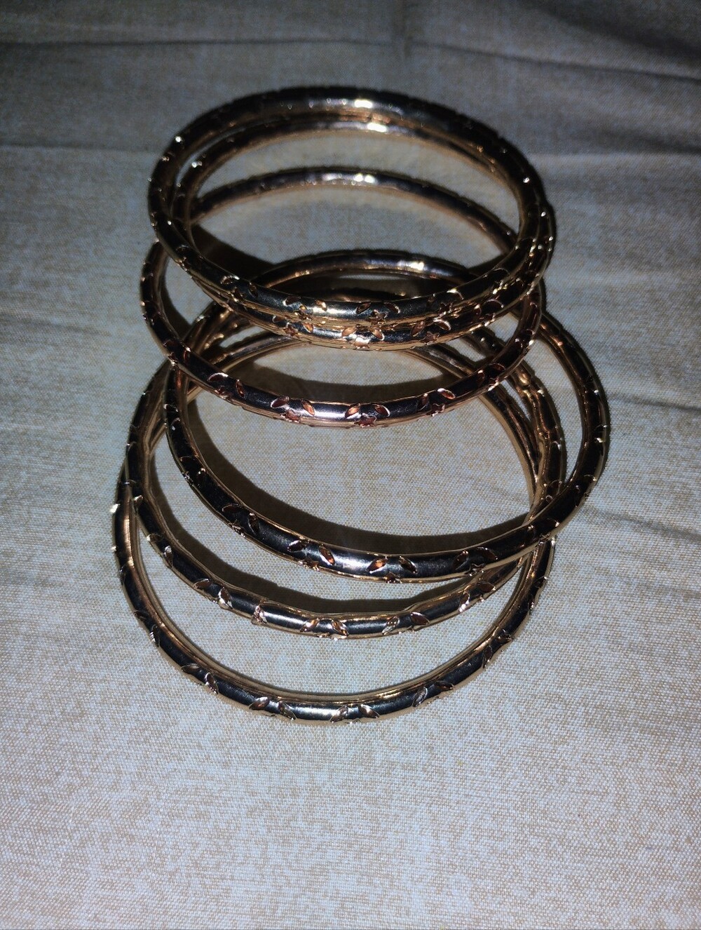 Gold-Tone Textured Bangle Bracelet Set - Women Jewelry